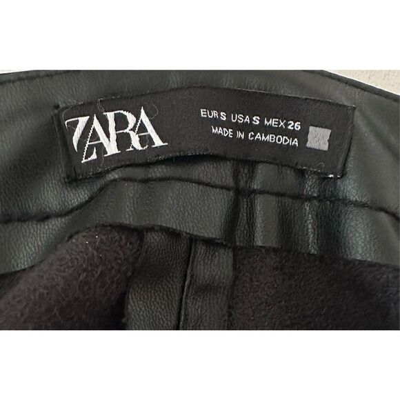 Zara Women’s Black‎ Faux Leather High Rise Pants Size Small - Picture 5 of 9